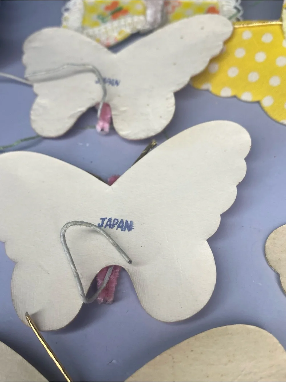 Lot Of 11 Vintage Asst Cloth & Paper Butterflies Made In Japan Hand Crafted